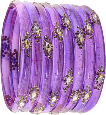 ZULKA Glass Diamond, Zircon Bangle Set(Pack of 8)