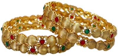 ACCESSHER Brass Gold-plated Bangle Set(Pack of 4)