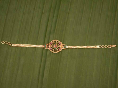 Vadaamalar Metal Emerald, Ruby Gold-plated Bracelet