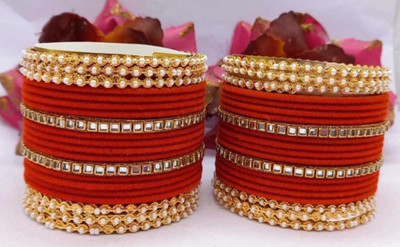 Chiming Metal Silver Bangle Set(Pack of 40)