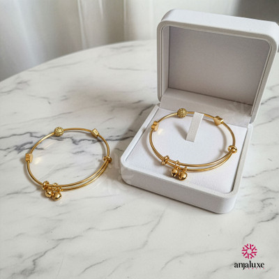 ANJALUXE Brass Gold-plated Bracelet Set(Pack of 2)