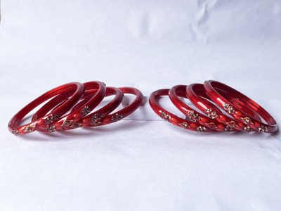 Bhooprama Glass Crystal Enamel Bangle Set(Pack of 8)