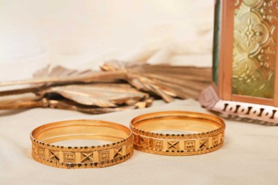 Mansoori Brass Gold-plated Bangle Set(Pack of 6)