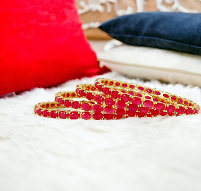 JDX Alloy Crystal Gold-plated Bangle Set(Pack of 4)
