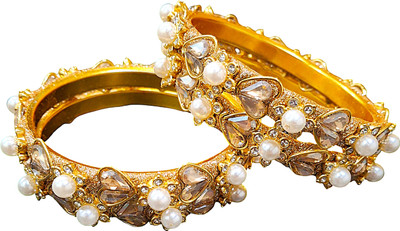 Passionate Metal Rhinestone Gold-plated Bangle Set(Pack of 4)