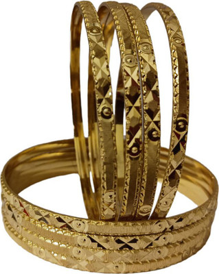 prisha sah Alloy Gold-plated Bangle Set(Pack of 8)