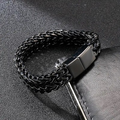 PROVOGUE Metal, Alloy, Stainless Steel Black Silver Bracelet