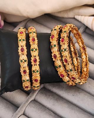 Oye Kudiye Alloy Gold-plated Bangle Set(Pack of 4)