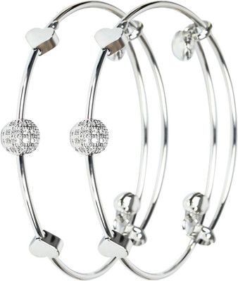 Unity Bond Brass Silver Bangle Set(Pack of 2)