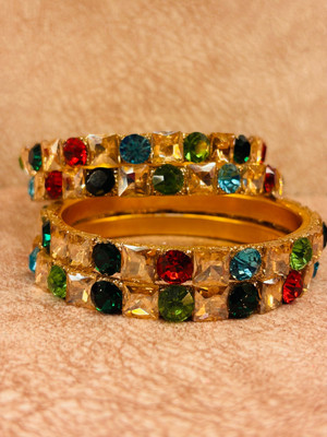 Crazy art gallery Resin Zircon Gold-plated Bangle Set(Pack of 4)