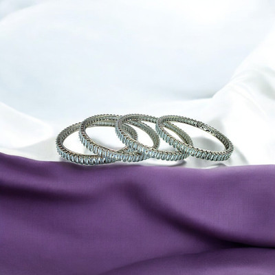 ZAYARA JEWELS Alloy Silver Coated Bangle(Pack of 4)