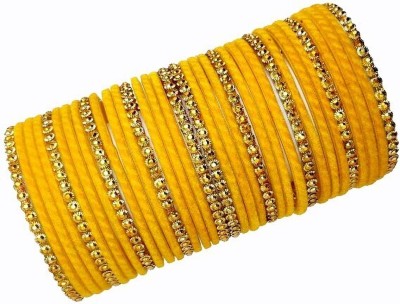 Suhagan Glass Beads Gold-plated Bangle Set(Pack of 34)