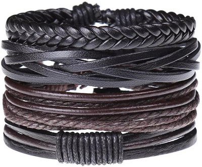 University Trendz Leather Bracelet Set(Pack of 4)