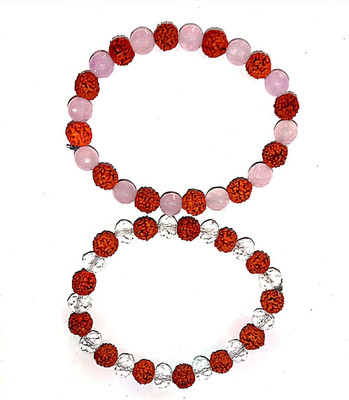 DIVINE SOUVENIRS Rudraksha Crystal Bracelet Set