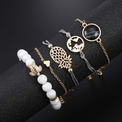 Fashion Frill Alloy Gold-plated Bracelet(Pack of 5)