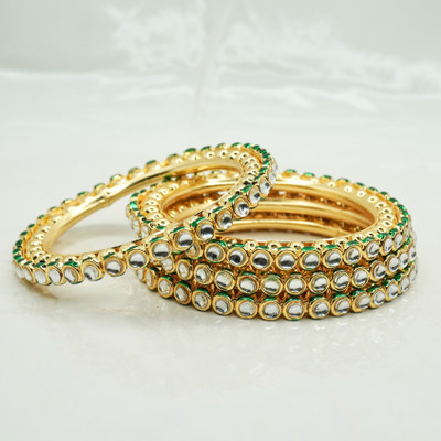 Panini Jewels Alloy Crystal Gold-plated Bangle Set(Pack of 2)