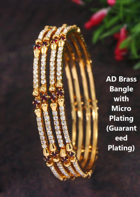 Atulya Brass Diamond Gold-plated Bangle Set(Pack of 4)