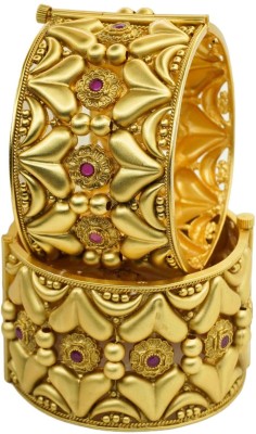Panini Jewels Copper Ruby Gold-plated Bangle Set(Pack of 2)