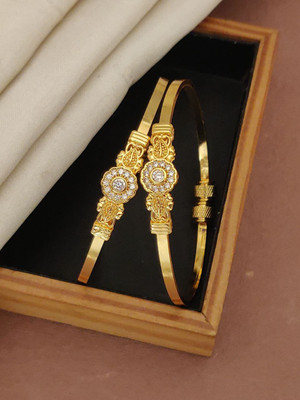 virat enterprise Brass Diamond Gold-plated Bangle Set(Pack of 2)