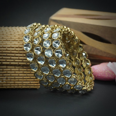 Panini Jewels Alloy Beads Gold-plated Bangle Set(Pack of 4)