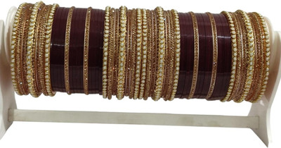 KAMAAKSHI FASHION COLLECTIONS Plastic Pearl, Cubic Zirconia Bangle Set(Pack of 56)