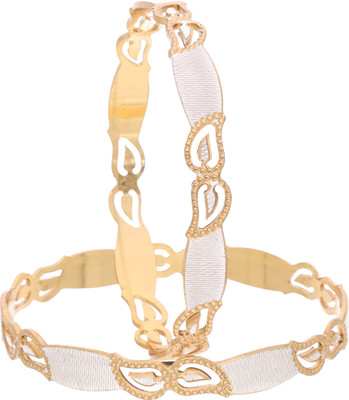 Divastri Brass Diamond Gold-plated Bangle Set(Pack of 2)