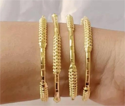 Lady Raiment Brass Gold-plated Bangle Set(Pack of 4)