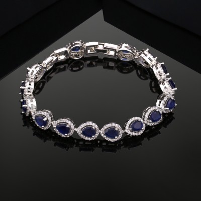 Estele Brass Cubic Zirconia Rhodium Bracelet