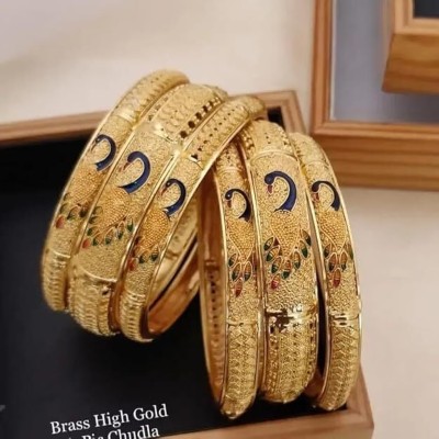 Guniba Fashion Brass Gold-plated Bangle Set(Pack of 6)