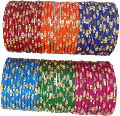 RIJB Glass Beads, Zircon Bangle Set(Pack of 10)