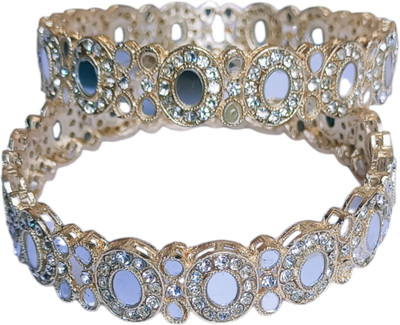 SGN FASHION Brass Zircon Gold-plated Bangle Set(Pack of 2)