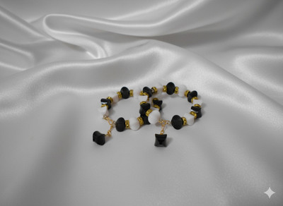 Atrangiaura Brass Beads Black Silver Bracelet Set(Pack of 2)