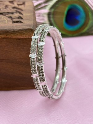 AMRITIYA Brass Silver Bangle Set(Pack of 2)