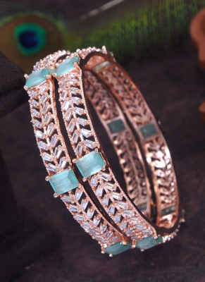 Atulya Brass Cubic Zirconia Bangle Set(Pack of 2)