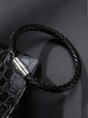 YELLOW CHIMES Leather Rhodium Bracelet