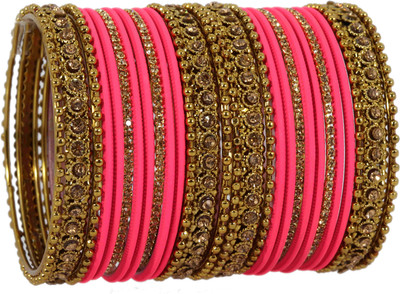 ZULKA Metal, Fabric Zircon Bangle Set(Pack of 28)