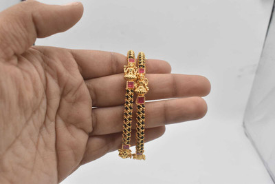 gvg Alloy Cubic Zirconia Gold-plated Bangle Set(Pack of 2)