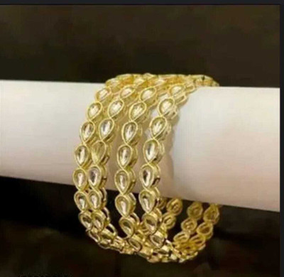 jayajwell Alloy Cubic Zirconia Gold-plated Bangle Set(Pack of 4)
