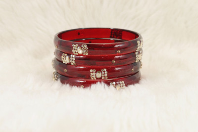 NMII Glass Zircon Bangle Set(Pack of 4)