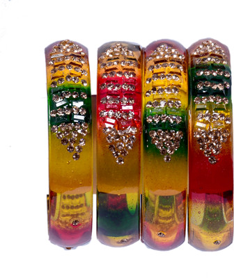 sanvi Glass Cubic Zirconia Kada(Pack of 4)