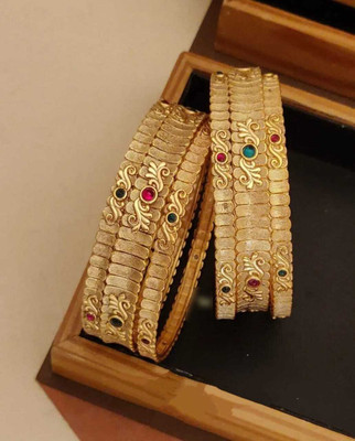 Primectrla Fab Plastic Diamond Gold-plated Bangle Set(Pack of 6)