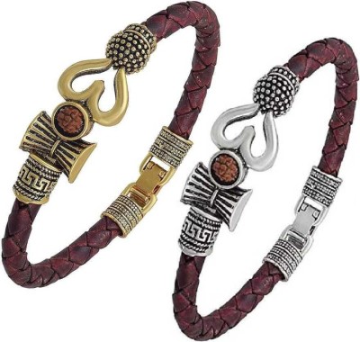 HouseOfCommon Metal, Leather Bracelet(Pack of 2)