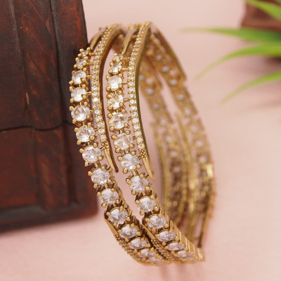 OrnaDzn Zevellery Brass Gold-plated Bangle(Pack of 2)