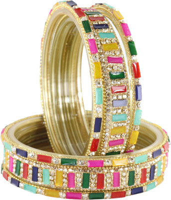ZULKA Glass Beads, Diamond, Zircon Bangle Set(Pack of 6)