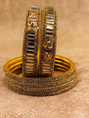 Crazy art gallery Resin Zircon Gold-plated Bangle Set(Pack of 6)