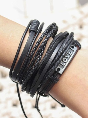 University Trendz Leather Bracelet Set(Pack of 4)