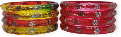BoleChudiyan Glass Cubic Zirconia Kada(Pack of 8)