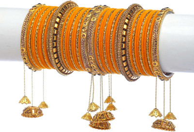 Amika Metal Zircon Gold-plated Bangle Set(Pack of 42)