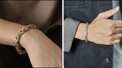 IGA COLLECTION Stainless Steel Platinum Bracelet(Pack of 2)