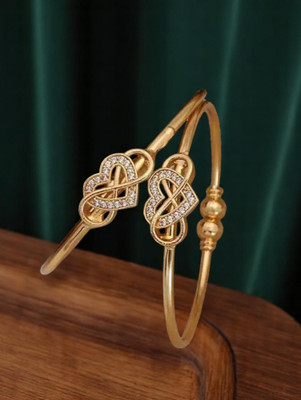 Hetshree Brass Diamond Gold-plated Bangle Set(Pack of 2)
